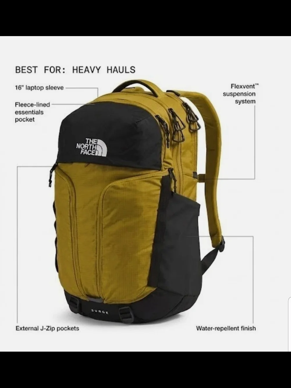 NEW! The North Face Surge Backpack in Deep Dijon and Black NWT